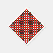 Serviette En Papier Points tournés rétros, rouge, noir et blanc (Coin)