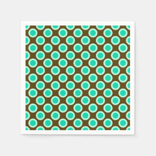 Serviette En Papier Points tournés vers l'arrière, brun et turquoise