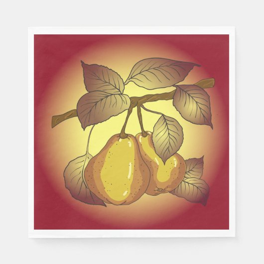 Serviette En Papier Poires Sur Un Arbre (Devant)