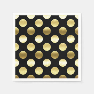 Serviette En Papier Pois à huile d'or classique noir
