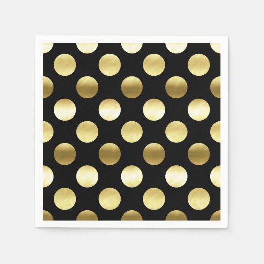 Serviette En Papier Pois à huile d'or classique noir (Devant)