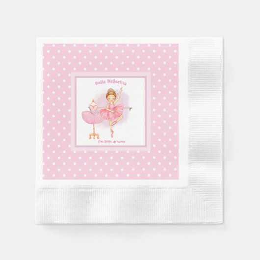 Serviette En Papier Pois Ballerina rose blanc (Devant)