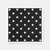 Serviette En Papier Pois blancs rétro en noir (Devant)
