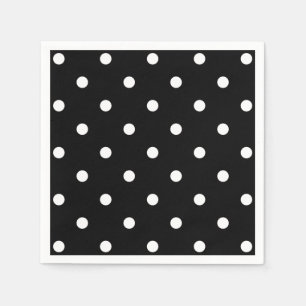 Serviette En Papier Pois blancs rétro en noir