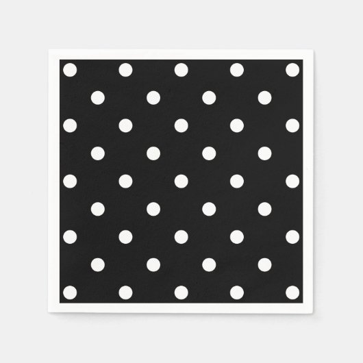 Serviette En Papier Pois blancs rétro en noir (Devant)