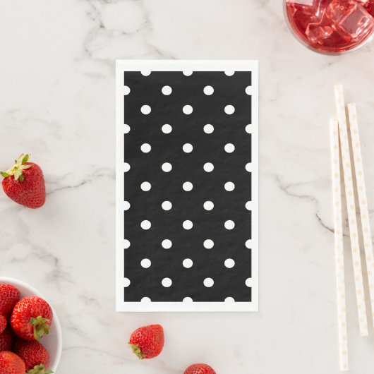 Serviette En Papier Pois blancs rétro en noir (En situation)