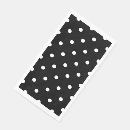 Serviette En Papier Pois blancs rétro en noir (Coin)