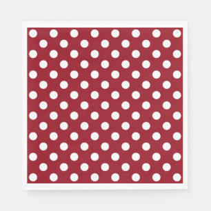 Serviette En Papier Pois blancs sur Crimson Red