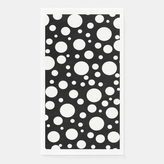 Serviette En Papier Pois blancs sur noir | (Devant)
