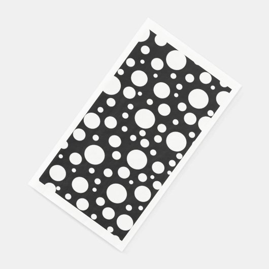 Serviette En Papier Pois blancs sur noir | (Coin)