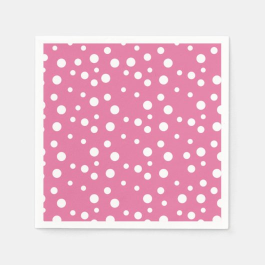 Serviette En Papier Pois blancs sur rose foncé (Devant)