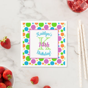 Serviette En Papier Pois coloré   Anniversaire
