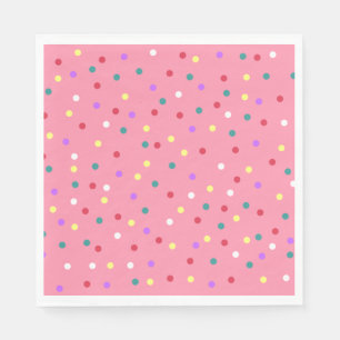 Serviette En Papier Pois colorés sur rose