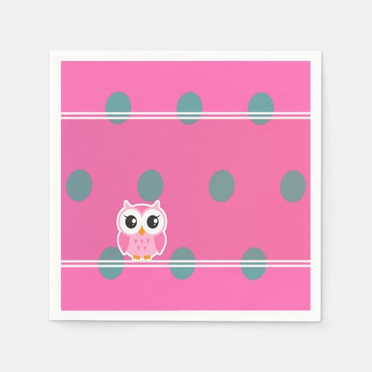 Serviette En Papier Pois cool tendance avec chouette (Devant)