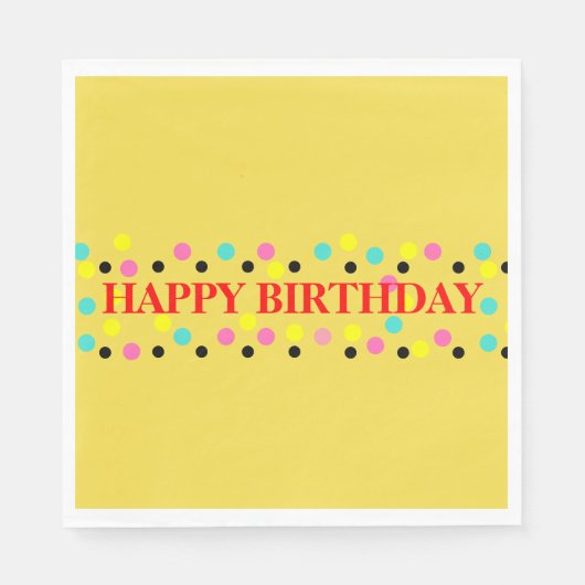 Serviette En Papier Pois d'anniversaire Jaune ensoleillé (Devant)