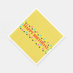Serviette En Papier Pois d'anniversaire Jaune ensoleillé