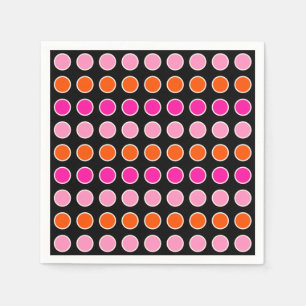 Serviette En Papier Pois De Couleur Rétro Rose Noir Et Orange