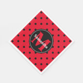 Serviette En Papier Pois en rouge et noir Personnalisé (Coin)