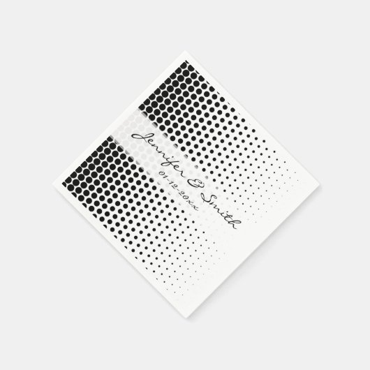 Serviette En Papier Pois noir blanc moderne (Coin)