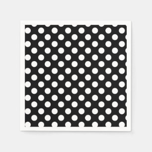 Serviette En Papier Pois noir et blanc fête d'anniversaire