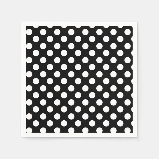 Serviette En Papier Pois noir et blanc fête d'anniversaire (Devant)