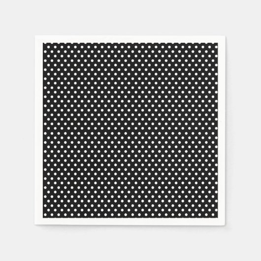 Serviette En Papier Pois noir et blanc rétro (Devant)