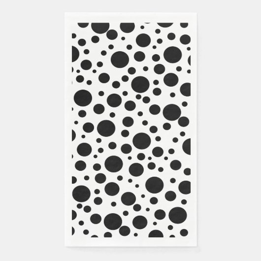 Serviette En Papier Pois noirs en blanc | (Devant)