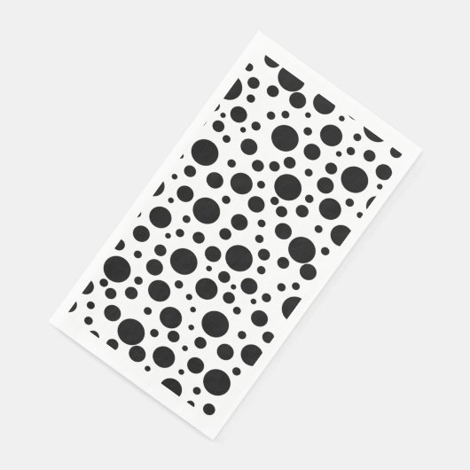 Serviette En Papier Pois noirs en blanc | (Coin)