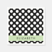 Serviette En Papier Pois noirs et blancs, pointillés, Votre nom (Devant)