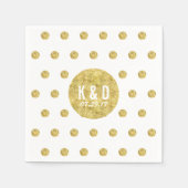 Serviette En Papier Pois or simple Mariage moderne (Devant)