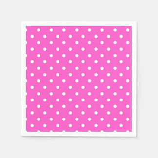 Serviette En Papier Pois rose et blanc glamour moderne