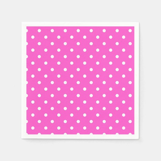 Serviette En Papier Pois rose et blanc glamour moderne (Devant)