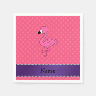 Serviette En Papier Pois rose nommé personnalisé de rose de flamant