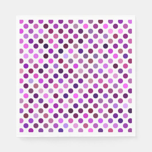 Serviette En Papier Pois roses et violets (Devant)