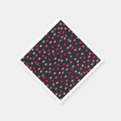 Serviette En Papier Pois roses sur noir (Coin)