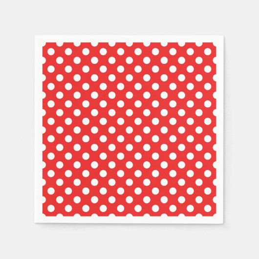 Serviette En Papier Pois rouge et blanc fête d'anniversaire (Devant)