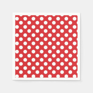 Serviette En Papier Pois rouge et blanc fête d'anniversaire