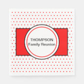 Serviette En Papier Pois rouges blancs Nom de famille Réunion (Devant)