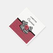 Serviette En Papier Pois rouges mignons avec Rose Chevron Bow et nom (Coin)
