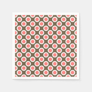 Serviette En Papier Pois tournés, taupe et corail rose