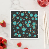 Serviette En Papier Pois turquoises Blue Gold Confetti (En situation)