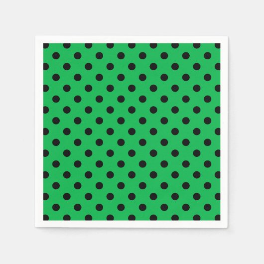 Serviette En Papier Pois vert et noir (Devant)
