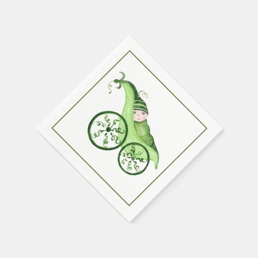 Serviette En Papier Pois vert Poussette bébé et bébé (Coin)