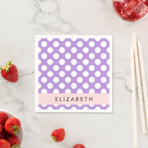 Serviette En Papier Pois violets, Motif Pointe Polka, Votre Nom