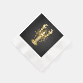 Serviette En Papier Poisson à langouste polygonale dorée sur noir (Coin)