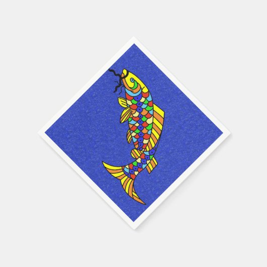 Serviette En Papier Poisson Abstrait coloré (Coin)