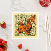 Serviette En Papier Poisson Antique Carrelage Ancien art (En situation)