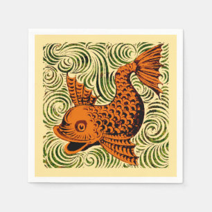 Serviette En Papier Poisson Antique Carrelage Ancien art