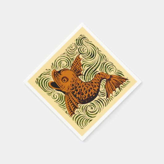 Serviette En Papier Poisson Antique Carrelage Ancien art (Coin)