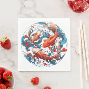 Serviette En Papier Poisson artistique Koi